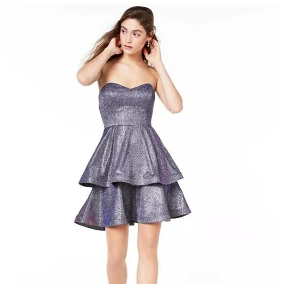 Dresses | Glitter Fit Flare Strapless Dress | Poshmark